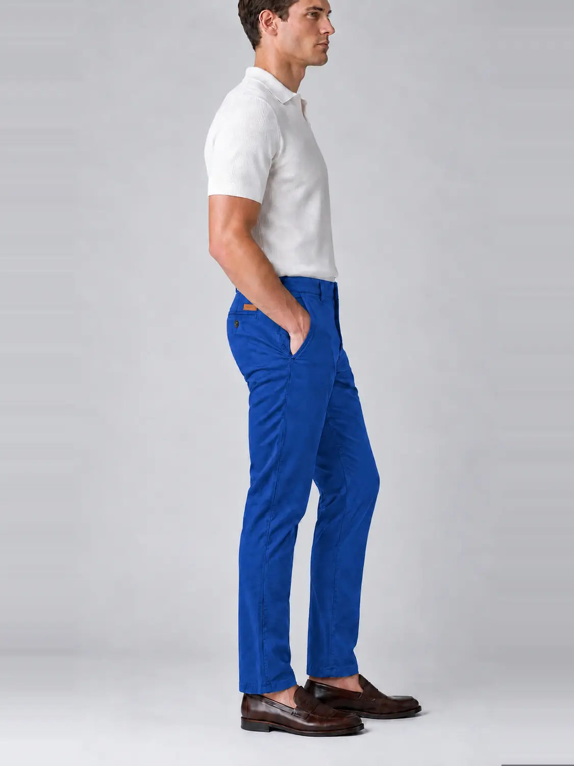 Men’s Royal Blue Stretch Cross-Pocket Chino Pants — view 3