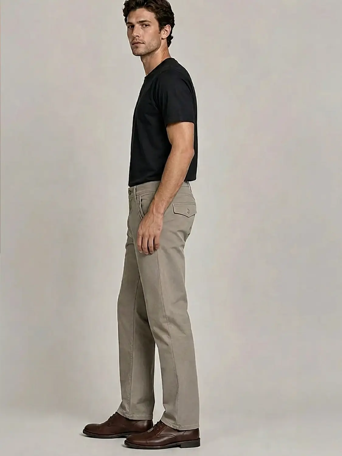 Men's Regular Fit Beige Casual Pants — view 4