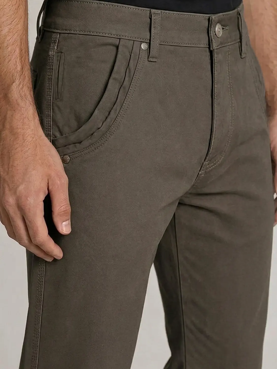 Men's Mud Cotton Canvas Heavy Weight Fabric Peach Finish Regular Fit Pant — view 2