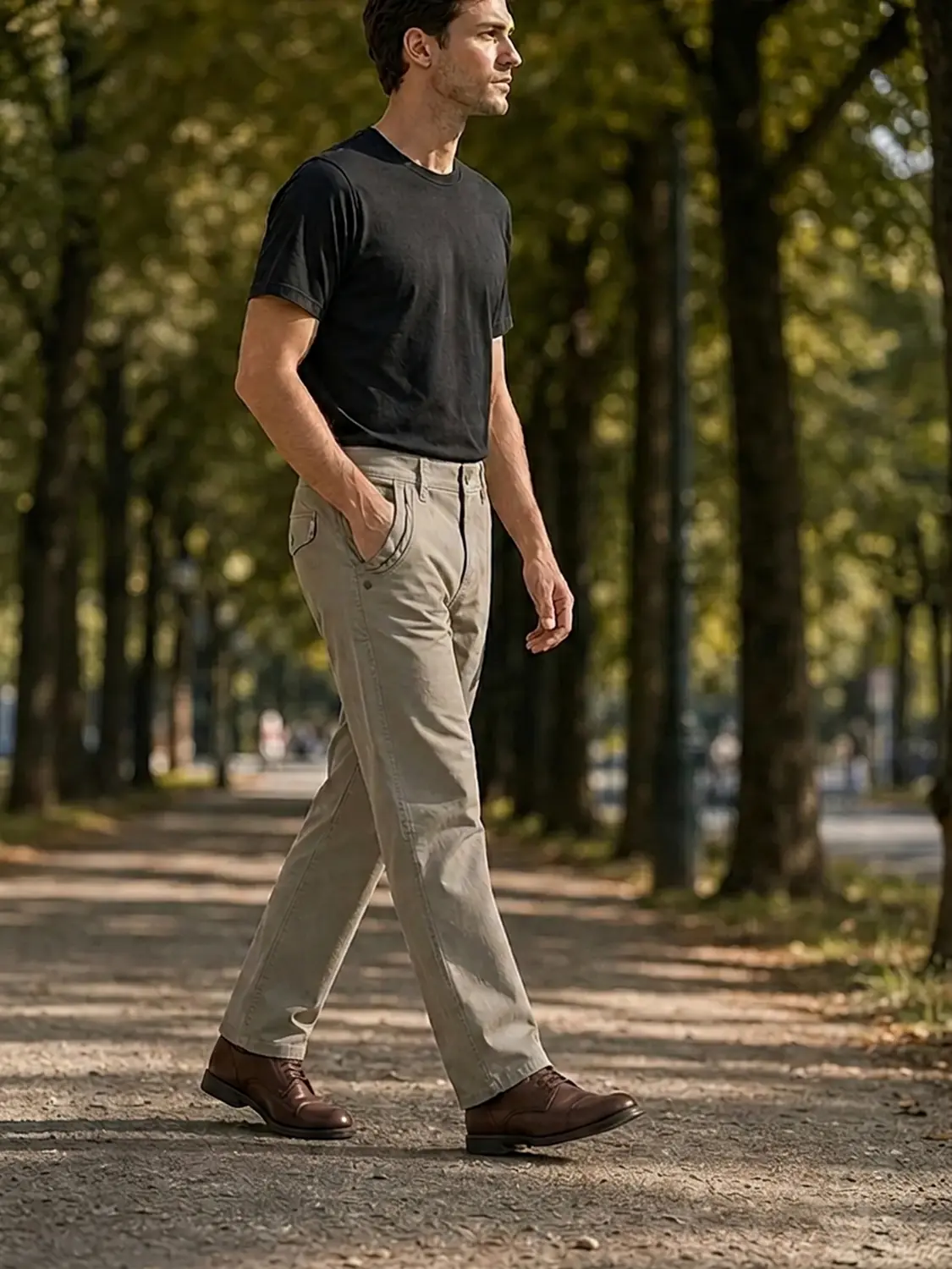 Men's Regular Fit Beige Casual Pants — view 6