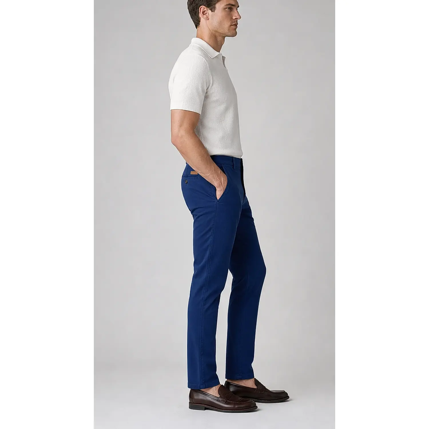Men's Royal Blue Extra Stretchable Slim Fit Pigment Dyed Casual Pant — view 5